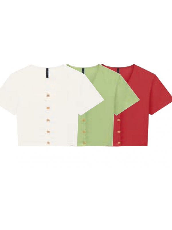 CAMISA MANGA CURTA EM VISCOSE COM DECOTE V