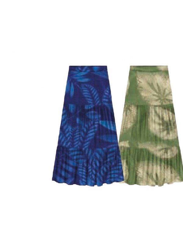 SAIA MIDI EM VISCOSE ESTAMPADA COM BABADOS
