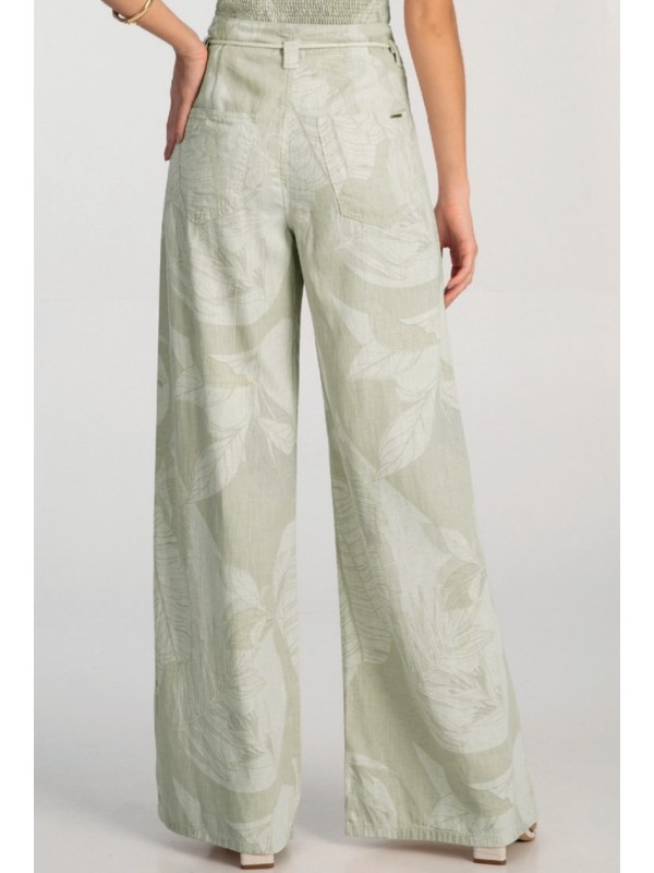  CALÇA SARJA PANTALONA ESTAMPADA COM CINTO