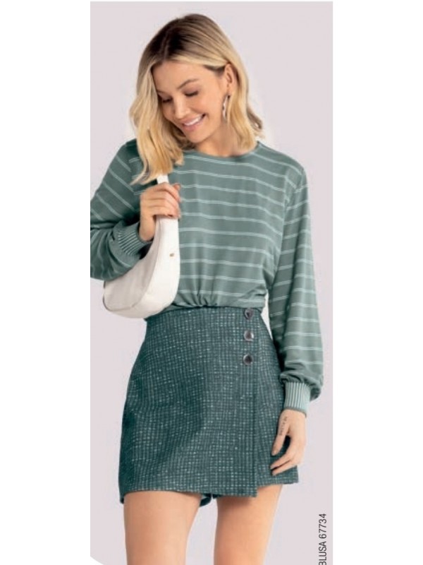 Shorts Saia em Malha málica tweed Verde