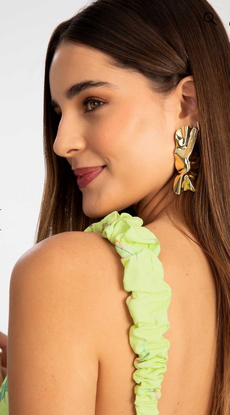 VESTIDO MIDI ESTAMPADO EM VISCOSE COM ALÇAS BALONÊ