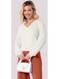 BLUSA MANGA LONGA COM PUNHO, COM DECOTE V DETALHE DE RECOTE FRENTE