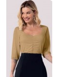 BLUSA CROPPED MALHA COM VISCOSE COM FRANZIDO NA FRENTE