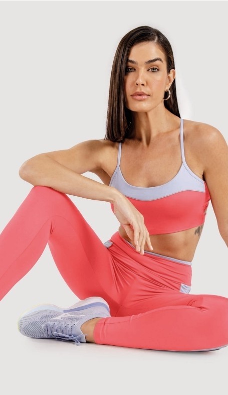  CALÇA LEGGING CINTURA ALTA VERMELHO POMME COM RECORTE LATERAL