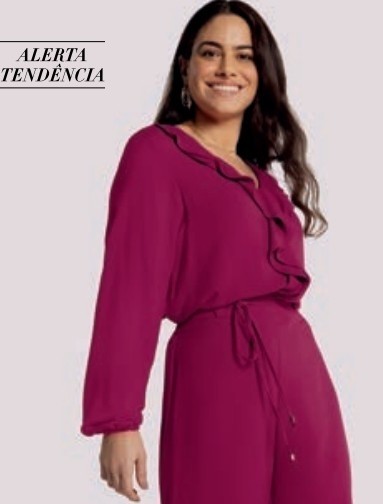  BLUSA MANGA BUFANTE EM VISCOSE COM BABADO