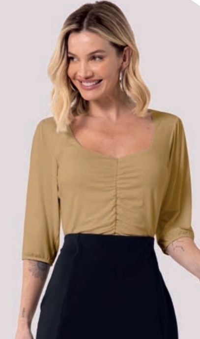 BLUSA CROPPED MALHA COM VISCOSE COM FRANZIDO NA FRENTE