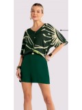 CAMISA MANGA CURTA EM VISCOSE ESTAMPADA COM BÕTOES NA FRENTE