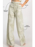  CALÇA SARJA PANTALONA ESTAMPADA COM CINTO