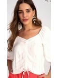 BLUSA MANGA 3/4 ESTAMPADA COM AMARRAÇÃO