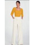 BLUSA CROPPED MANGA 3/4 COM FRANZIDO BUSTO